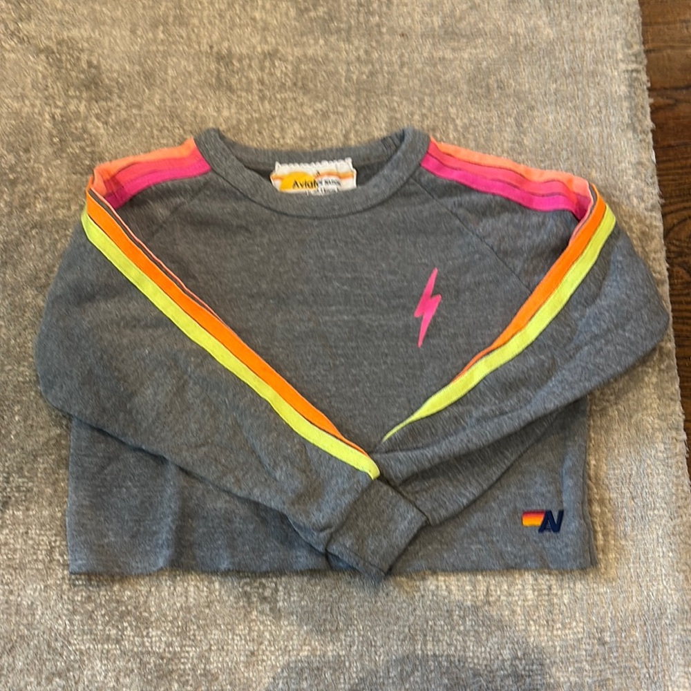 Aviator Nation Gray and Pink Retro Sweatshirt